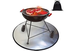 Heavyoff Tapis de Foyer Rond Tapis Ignifuge Le Tapis Brasero de Gril et Protecteur de Pelouse pour Jardin Terrasse Extérieur Brûlant du Bois et Coussin de Foyer à Gaz, argenté, 36" / 91cm