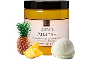 ‎EIS PERFECTO Ananas Eispaste Eis Aroma für leckeres Eis Desserts Spritzige Getränke Pralinen Zum Verfeinern von Eis Getränke Kuchen Tortencremes Eiscreme Inhalt 250 g