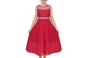 Sunny Fashion Robe Fille Rhinestone Mousseline de Soie Demoiselle d'honneur Bal de Danse Maxi Robe 6-14 Ans