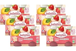 Babybio - Petits Pots Pomme d'Aquitaine Fraise 2x130 g - PACK de 6 - 6 Mois - BIO