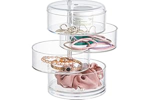 GUOLICH Organizer na Biżuterię, 4 Warstwy, Przezroczysty Akryl, Obracany o 360°, na Kosmetyki, Naszyjnik, Bransoletkę, Pierścionek, Kolczyki, Małe Przedmioty, Pojemnik