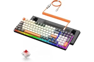 ZIYOU LANG ZIYOULANG K3 PRO mechaniczna klawiatura do gier RGB Blacklit, przewodowa klawiatura, czerwony przełącznik, 100 klawiszy, z klawiaturą numeryczną, spiralny kabel USB typu C do USB-A odłączane metalowe