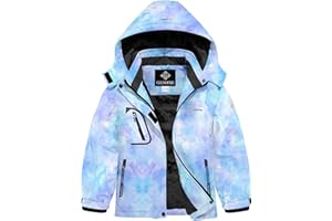 GEMYSE Veste de Ski Imperméable de Montagne pour Fille Manteau d'hiver Extérieur en Polaire Coupe-Vent avec Capuche