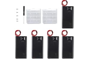 VISSQH 5 pezzi AAA portabatterie con Cavi, 3 x 1.5V portabatterie,4.5V AAA Batteria Holder Box,AAA Battery Clip,AAA Portabatterie in Plastica con Interruttore On/Off(nero)