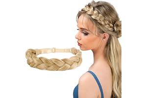 BOFUNX Women's Braided Headband Hair Band 2 Strands Synthetic Hair Costume Hair Band Wide Braided Headband Hairpiece Hair Accessories for Wedding Bavaria Folk Festival Oktoberfest Dirndl