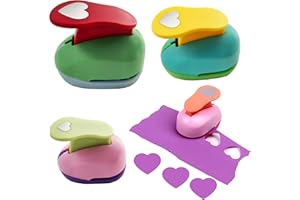 DOULEIN Cerchio Perforatrice,3 Pezzi Perforatrice Decorativa di Carta Creativa Fustellatrice per Carta Album Carte Scrapbooking Punzoni di Carta Mestiere (3PCS Heart Random Color)