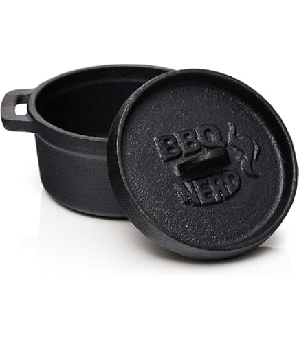 BBQ-Nerd© Stoofpan met deksel, rond, 2,5 liter, gietijzeren braadpan met geëmailleerde coating, gietijzeren pan, ideaal voor langzaam koken, energiebesparend en warmtebehoud