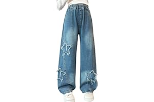 SEAUR Jeans Gamba Larga Ragazza Jeans Taglie Forti Pantaloni di Jeans Larghi Bambine Pantaloni Denim Baggy Cargo di Jeans Ragazze