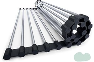 MY PULSE MP My Pulse® Escurreplatos sobre Fregadero Plegable, Escurreplatos Acero Inoxidable y Silicona (43x35), Escurridor de Platos para Fregadero Enrollable, Escurre Platos, Escurridor platos, Dish Drying Rack