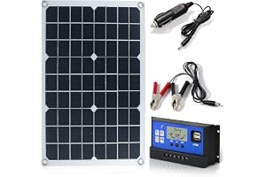 Solpanelssats 20 W, flexibel solmodul med 10 A laddningsregulator, solcellsladdare för bilbatterier 12 V, IP67 vattentät för