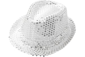 CHICTRY Chapeau de Jazz, Enfants Adultes Coloré Sequin fedora's Pare-Choc Pack Fête pour Disco Fête Anniversaire 54CM/ 58CM