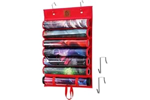 Kabinka Playmat Storage Bag, Hangable Holder for MTG Playmats with 2 Hooks, Fits 6+1 Card Game Mat Tube with Transparent Plastic Slots, Portable Organizer Case for TCG/RPG Play mat (6 Tubes, Red)