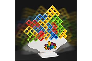 FAIRY MAKER 48 Pcs Tetra Tower Stacking Blocks Balance Game - Fun Balance Stacking Building Blocks, Board Team Tower Game 2 Players+ Family Games, Parties, Travel, Kids & Adults Team Building Blocks Toy