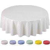 Home Direct Oilcloth Tablecloth, Round 160 cm Small Polka Dots Beige