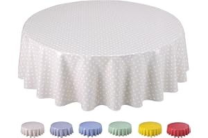 Home Direct Obrus ceratowy PVC okrągły 140 cm Mały groszek beżowy