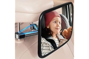 ALLILUYAA Baby Spiegel Auto Rücksitz,360° Drehbar Bruchsicherer Spiegel Auto Baby Rückbank,Autospiegel Baby Rücksitz mit Metall Clip,Groß Vision Rücksitzspiegel Baby für Meisten Auto,25 x 16.5cm