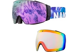 NAKED Optics® Gogle narciarskie dla kobiet i mężczyzn – lustrzane z magnetycznym systemem wymiany – gogle narciarskie dla mężczyzn i kobiet