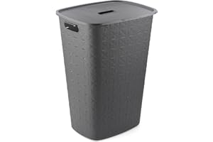 Curver Softex 56L Laundry Hamper, 70 percent Recycled Material, Durable, Lightweight, Dark Grey