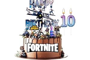 SOANWIND 10th Video Game Happy Birthday Cake Topper, Paper Badge Party Supplies Decoration Supplies for Kids Adults Girls Boys (10 Year) (10th)