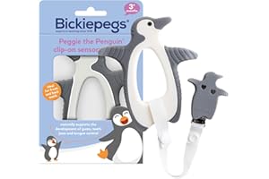 Bickiepegs Peggie The Penguin Silicone Teether 3–12 Months – Clip-On Teething Soother for Sore Gums, Chewy Teething Aid, Fridge-Safe & BPA-Free