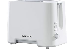 Daewoo 2 Slice Toaster – White, Compact, Variable Browning Control, Defrost, Reheat, Cancel Functions, Removable Crumb Tray, Ideal for Home, Student, Office Kitchens