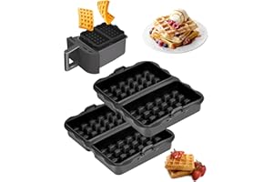 A ABLUMEN Pack of 2 Waffle Insert Hot Air Fryer Accessories, Waffle Accessories for Ninja AF400EU AF451EU SL400EU AF500DE, Waffle Air Fryer Accessories Silicone Mould Reusable, Belgian Waffles Silicone