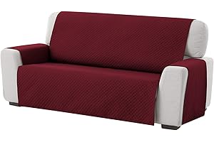 TEXTIL-HOME Textilhome - Housse de Canapé Protecteur Adele, Taille 3 Places. Housse Matelasse Réversible. Couleur Rouge