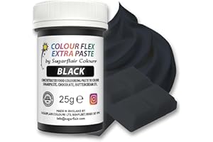 SUGARFLAIR COLOURS Sugarflair Colourflex Extra Paste Black - Colorante Alimentario, Colorantes para Crema de Mantequilla, Glaseado, Chocolate, Pasta De Azúcar, Mezclas, Masas para Tartas, Galletas - 25g