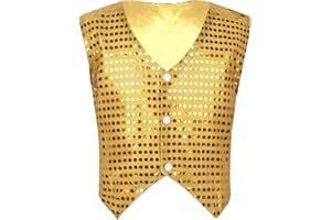 iEFiEL Gilet per Bambini Unisex Hip Hop Performance Blazer con Paillettes Vest Abiti Teatro Stage Costume de Danza Ballo di Strada Panciotto Festivo Elegante 7-14 Anni
