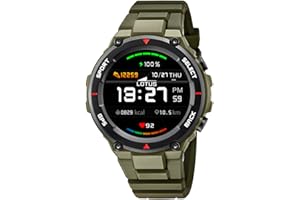 LOTUS Reloj Inteligente Hombre - Smartwatch de Caucho Verde Militar - Resistente al Agua IP65 50024/3 - GPS, Control Música, Cuenta Pasos y Calorías, Multi Deportes, Frecuencia Cardíaca y Presión