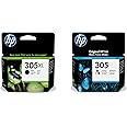 HP Original 3YM62AE / 3YM60AE Multipack 305 Set of Original Ink Cartridges Black XL and Three Colours. DeskJet 2710 2720 DeskJet Plus 4110 4120 Envy 6010 6020 Pro 6420 6430