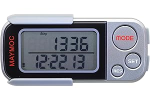 MAYMOC Pedometro da camminata 3D con clip e cinturino, memoria di 30 giorni, contapassi accurato, distanza percorsa a piedi miglia/Km, contacalorie, monitor target giornaliero, tempo di allenamento
