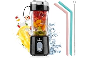‎VAEQOZVA Vaeqozva Smoothie Maker Klein Blender 350mL,Tragbarer Mixer Smoothie Maker Mini Standmixer USB mit 6 Klingen für Saft Marmelade Shake Smoothie für Outdoor Sport Reisen,Schwarz