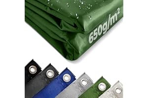 ‎JAGO Jago® Abdeckplane - 650 g/m², Wasserdicht & Reißfest, Aluminiumösen, Grün, 2 x 3, Beidseitig Beschichtet - Schutzplane, LKW Plane Gewebeplane, Regenplane