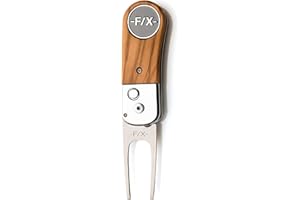 GOLFAS Premium Pitchgabel mit Echtholzbeschlag - Pitchfix de Luxe - ergonomisch - tolles Golfgeschenk für Sie und Ihn