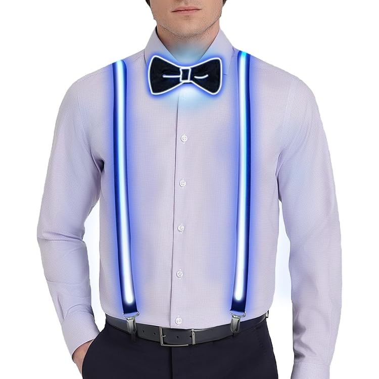 Bretelles Lumineuses à LED, Nœud Papillon Et Bretelles Pour Homme, Costume De Fête De Noël (rouge