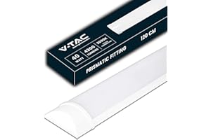 V-TAC Pantalla LED Luminaria 120 CM - 40W - Chip Samsung - Lámpara Rectangular 4300 Lumen IP20 para Pared, Garaje, Tienda - Tubo LED - Plafón LED Lineal - Luz Blanco Cálido 3000k