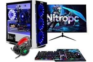 NitroPC - Pack Silver | PC Gaming Completo (AMD Ryzen 5 5500 6/12 4.2GHz, RTX 3050 6GB, RAM 16GB, M.2 1TB, Windows 11 | WiFi, Monitor 24", Teclado, ratón, Auriculares) PC sobremesa