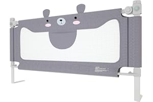 NAIZY Barra de Cama para niños 180 cm Barra de Cuna portátil con barandilla de Altura Ajustable para cunas, Camas de Padres y Todos los colchones de Madera Maciza - Gris 180 cm