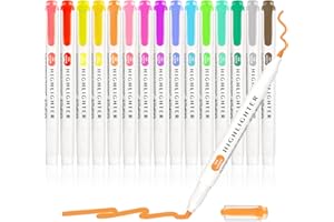 Funnasting Highlighters Pens, 15 Colors Mild Highlighters, Dual Tip Colourful Highlighter, Pastel Marker Set, Stationary Supplies Perfect for Highlighting, Underlining and Colouring