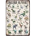 SUPERDANT Vintage Metal Tin Signs Retro Metal Dinosaur Alphabet Sign Wall Poster Retro Sign Decor Wall Art Metal Plaque for Home Livingroom Music Bar Club Men's Cave Wall Art Decor Gift