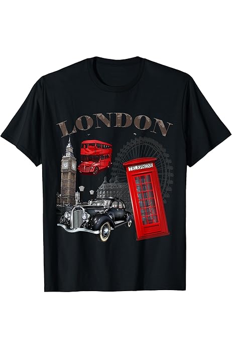 London Skyline Graphic Design Splash T-Shirt, Travel London T 