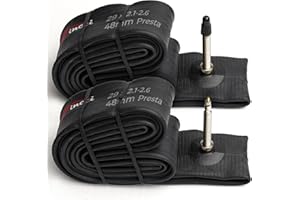 Fincci Chambre à air 29 x 2,1/2,2/2,3/2,35/2,4/2,5/2,6 Pouces - Valve Presta 48 mm - Caoutchouc butyle - Convient pour VTT et Hybride - Lot de 2