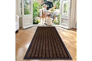 Cozy Haven Rubber Runner Rug – Outdoor & Indoor Heavy Duty Washable Non-Slip Runner Rug for Kitchen Garden, Inside & Outside Floor Mats, Waterproof and Dirt Trapper Entrance Rug (60x180 cm, Brown)