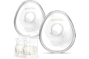 KISSBOBO Milk Collectors for Breastfeeding w/ 20PCS Milk Storage Bags, Wearable Milk Catcher Soft Breast Shells Milk Savers Contact Nipple Shields and Case, Protect Sore Nipples Nursing Cups for Nursing Moms