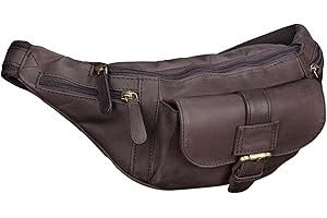 STILORD 'Sam' Vintage Sac Banane Cuir pour Hommes Femmes Sac de Ceinture pour Voyage Festival Sport Poche Ventrale en véritable Cuir de Buffle, Couleur:Marron - foncé pâle