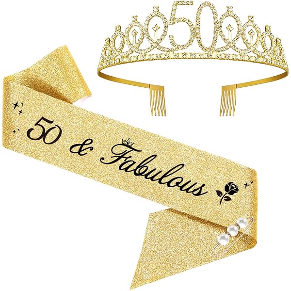 JIHUOO Stirnband Zum 50. Geburtstag – Glitzernde Krone Mit Strass – Partyzubehör Für Frauen