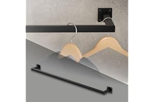 ‎ML DESIGN MODERN LIVING ML-Design Kleiderstange Rechteck für die Wand, T12cm x B110cm, Schwarz, aus Stahl, rostfrei, Garderobenstange U-Form, Kleiderständer Wandmontage, Kleidergestell Garderobenhalter, inkl. Montagematerial