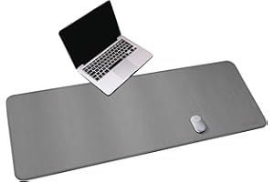 CENNBIE Alfombrilla de escritorio,150x60cm alfombrilla ratón de cuero,protector mesa escritorio de gran tamaño Impermeable y antideslizante，Apto para oficina/hogar(Gris)
