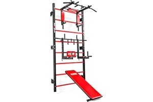 K-Sport: Juego de Entrenamiento con espaldera I estación de Dip I Barra de dominadas y Banco de Entrenamiento I estación de Fuerza con Barra de dominadas I Barra y Banco de Pesas, Incl. E-Book